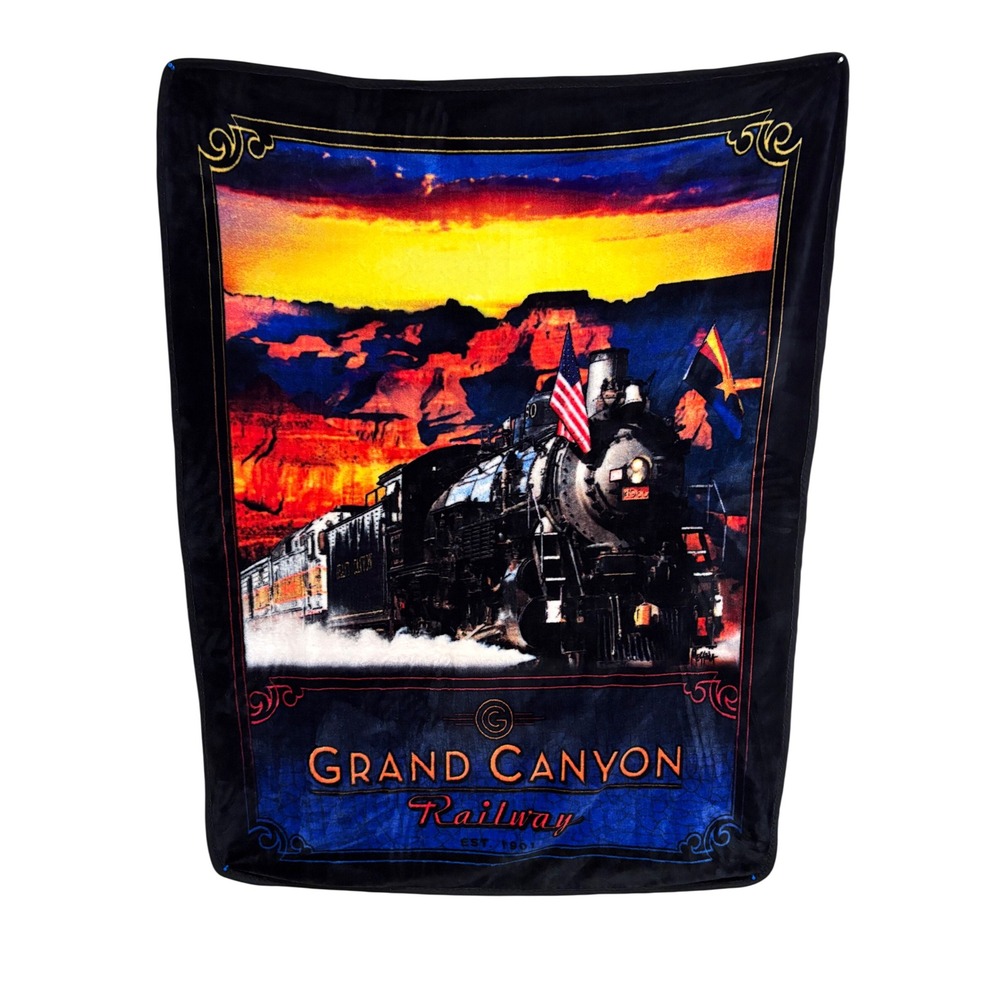 Grand Canyon Vintage Railway Fleece Blanket 5ft x 4ft Steam Engine Southwest - Picture 1 of 8